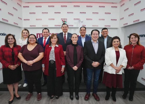 Clara Brugada se reunió este miércoles con la virtual candidata presidencial de su partido, Claudia Sheinbaum, junto con los otros coordinadores para la defensa de la transformas en las ocho entidades federativas en que se renovarán gubernaturas. FOTO: X / Brugada