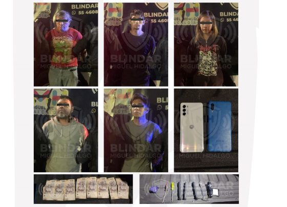 Policías Auxiliares de Blindar MH capturaron la madrugada de este viernes a una banda de asaltantes a casa habitación que ingresaron a un domicilio de la Colonia Granada e intentaban apoderarse de un botín de 14 mil pesos. FOTO: Especial