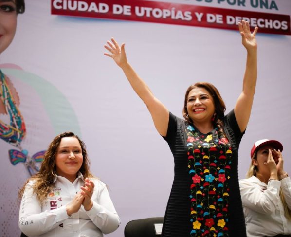 Clara Brugada Molina, candidata a jefa de Gobierno por la coalición “Sigamos Haciendo Historia”, integrada por Morena, PT y PVEM, recibió el apoyo de diversos grupos académicos, intelectuales y artísticos. FOTO: Especial