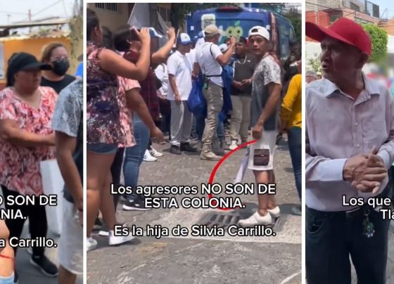Invasores de la Barranca de Tlapechico invadieron la campaña de Lía Limón durante un recorrido por la colonia Margarita Maza de Juárez. Los agresores, identificados con el grupo de Silvia Carrillo, lanzaron huevos y agredieron verbalmente a vecinos, a la candidata y a su equipo. FOTO: Especial