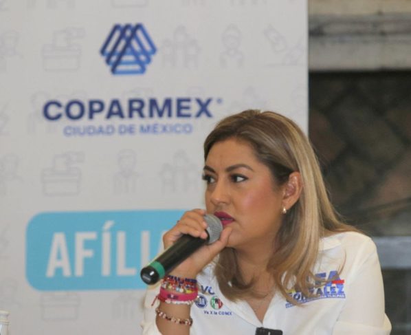 La candidata a la alcaldía Tlalpan por la coalición Va X la CDMX, Alfa González estrechará los vínculos con los organismos privados y cámaras empresariales durante los siguientes tres años, así lo aseguró a representantes de la Coparmex Ciudad de México. FOTO: Especial