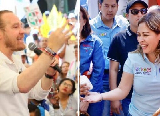 Lucy Meza, candidata de la coalición PAN, PRI y PRD a la gubernatura de Morelos, hizo un planteamiento a Santiago Taboada, abanderado de esa misma alianza a la Jefatura de Gobierno: exportar a esa entidad el modelo “Blindar BJ”. FOTO: Especial