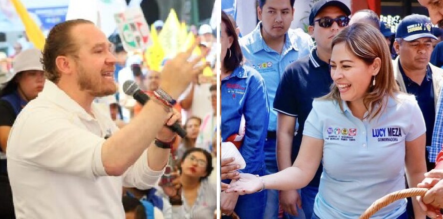 Lucy Meza, candidata de la coalición PAN, PRI y PRD a la gubernatura de Morelos, hizo un planteamiento a Santiago Taboada, abanderado de esa misma alianza a la Jefatura de Gobierno: exportar a esa entidad el modelo “Blindar BJ”. FOTO: Especial