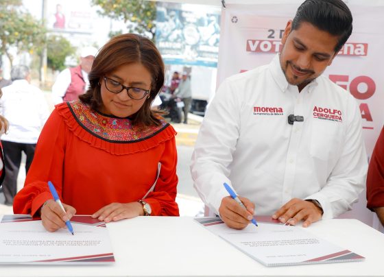 La candidata de Morena, PT y Verde recordó que ya se tiene experiencia, pues la ahora candidata al Gobierno de la CDMX, Clara Brugada Molina y Adolfo Cerqueda habrían firmado un acuerdo metropolitano, que no es común, y dio buenos resultados. FOTO: Especial
