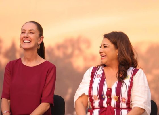 Claudia Sheinbaum, candidata a la Presidencia de México y Clara Brugada, candidata a la Jefatura de la Ciudad de México, ambas por la coalición “Sigamos Haciendo Historia”, presentaron sus propuestas para las alcaldías de Milpa Alta y Tláhuac en obras sociales, programas y acciones para los que tienen mayores necesidades. FOTO: Especial