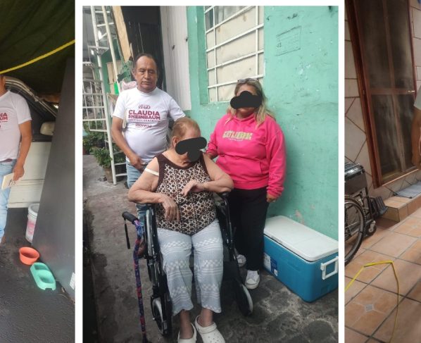 Con tal de convencer para ganar adeptos, Hannah de Lamadrid viola la ley electoral en la Ciudad de México, al entregar bienes con carácter social como son sillas de ruedas, bastones y andaderas en plena campaña electoral. FOTOS: Especial