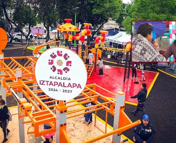 Para beneficio de toda la comunidad, pero en especial de las y los niños, la alcaldesa de Iztapalapa, Aleida Alavez Ruiz, entregó el renovado parque infantil de la colonia Ejército de Agua Prieta, fruto de la colaboración entre diversas áreas del gobierno local. FOTO: Especial