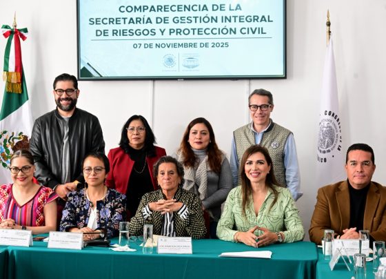 La titular de la Secretaría de Gestión Integral de Riesgos y Protección Civil, Myriam Urzúa Venegas, compareció ante la Comisión de Gestión Integral de Riesgos y Protección Civil del Congreso local, como parte de la glosa del Primer Informe de la jefa de Gobierno, Clara Marina Brugada Molina.