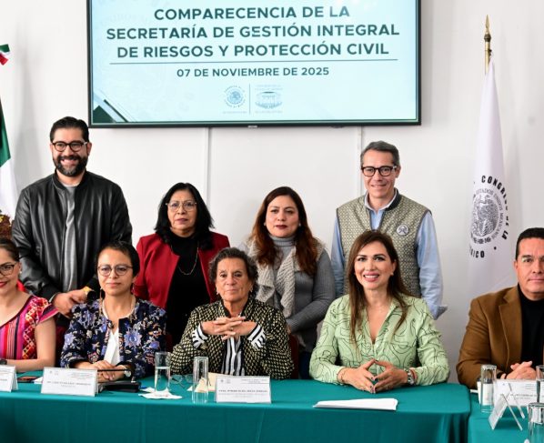 La titular de la Secretaría de Gestión Integral de Riesgos y Protección Civil, Myriam Urzúa Venegas, compareció ante la Comisión de Gestión Integral de Riesgos y Protección Civil del Congreso local, como parte de la glosa del Primer Informe de la jefa de Gobierno, Clara Marina Brugada Molina.