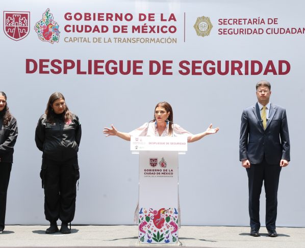 La jefa de Gobierno, Clara Brugada oootra vez salió al rescate de la alcaldesa de Azcapotzalco, Nancy Núñez: encabezó un operativo de seguridad en una de las zonas más críticas de la demarcación territorial: El Rosario. FOTO: Especial