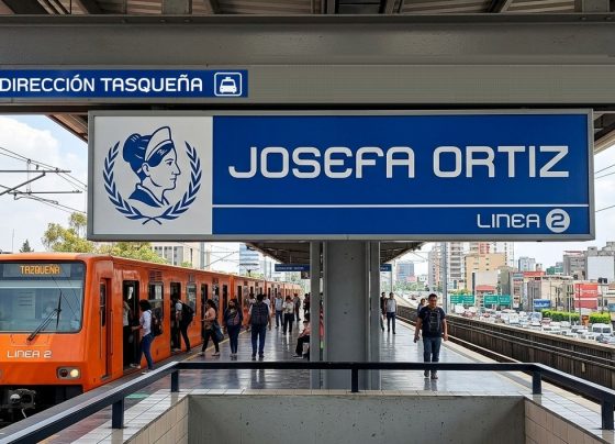 Bien podría concretarse la idea de que le cambien de nombre a la estación Villa de Cortés. Aquí les damos una propuesta de nuevo nombre: estación “Josefa Ortiz”, que le da identidad local, pues a 100 metros se ubica la colonia que lleva ese nombre. FOTO: Render IA Gemini