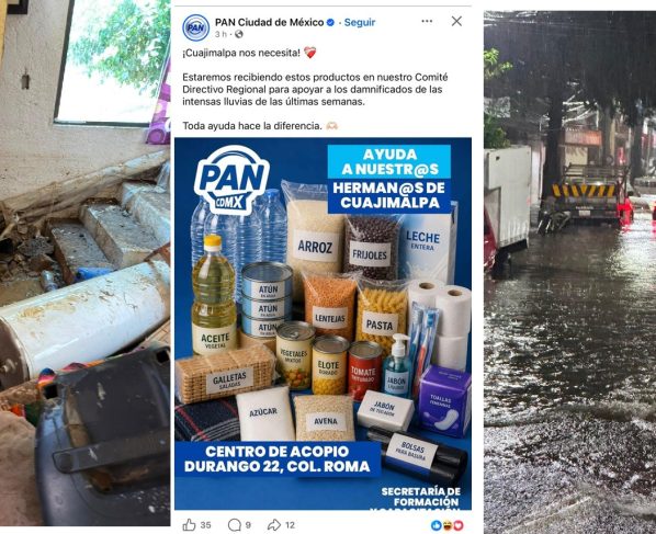 Aunque los diputados del PAN siguen apáticos en apoyar a la gente afectada por las lluvias torrenciales en Cuajimalpa, al menos la dirigencia del PAN ya reaccionó este martes, nueve días después, y se acordó de sus “hermanos” de aquella demarcación (así los llamó). FOTO: Especial